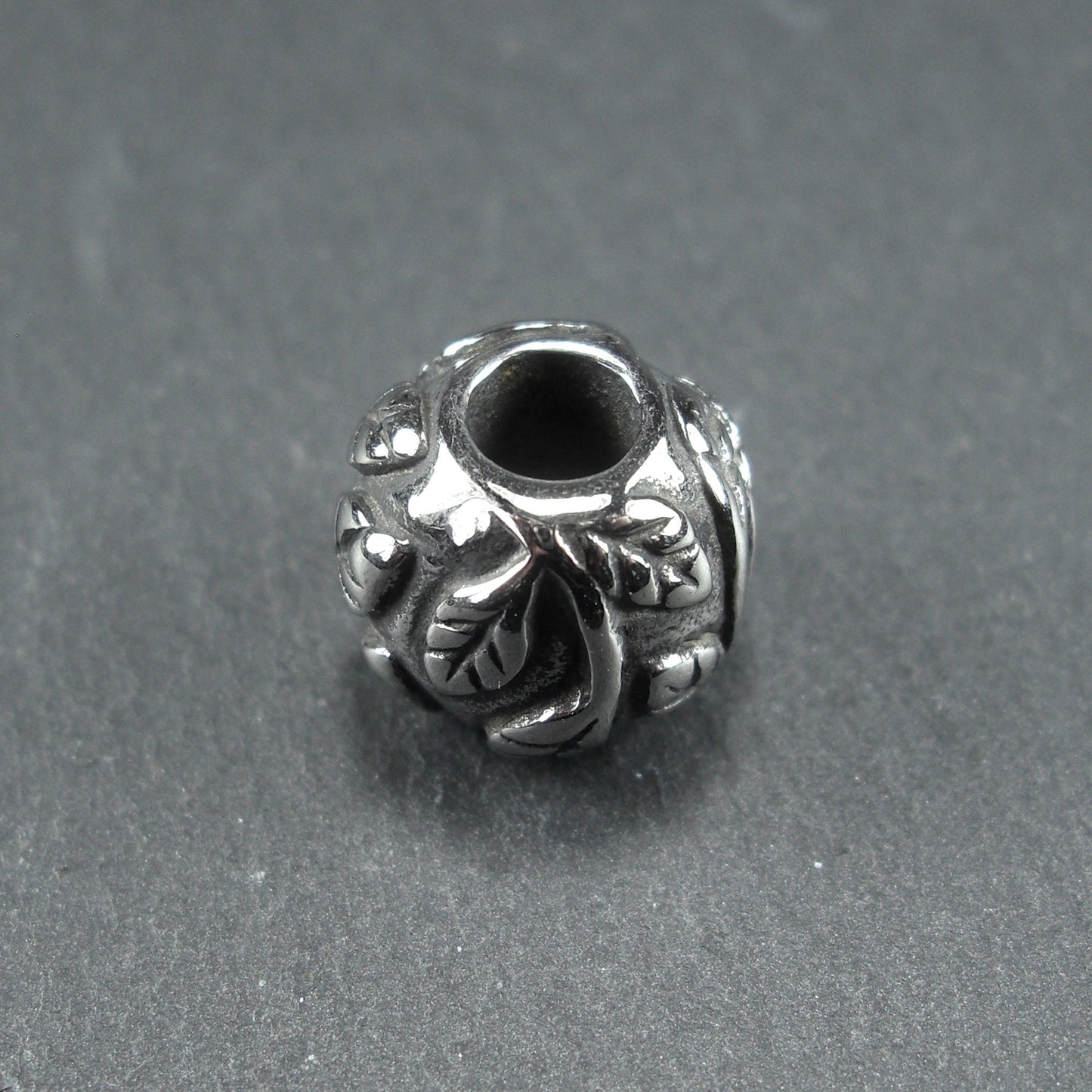 Großloch Perle Blätter, Edelstahl, 10636