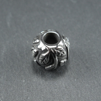 Großloch Perle Blätter, Edelstahl, 10636