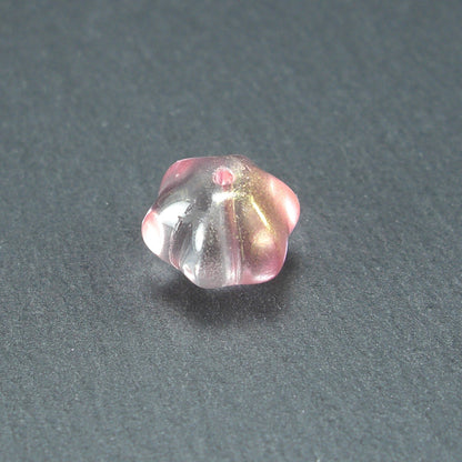 10 süße Glas Perlen 10 mm, geriffelt, Blume, Blüte, 10558