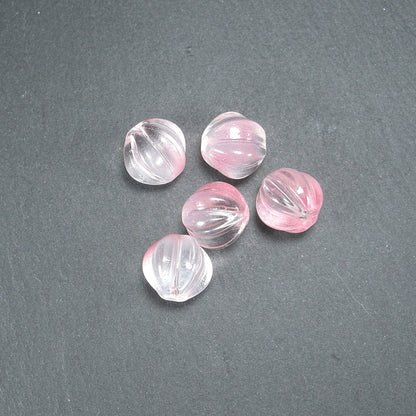 5 süße Glas Perlen 11 mm, Kürbis, rosa, 10554