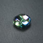 5 Glasperlen 10 mm, unregelmäßig, glänzend, blau lila metallic, 10562