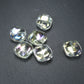 5 Glasperlen 10 mm, unregelmäßig, glänzend, klarweiß perlmutt, 10564