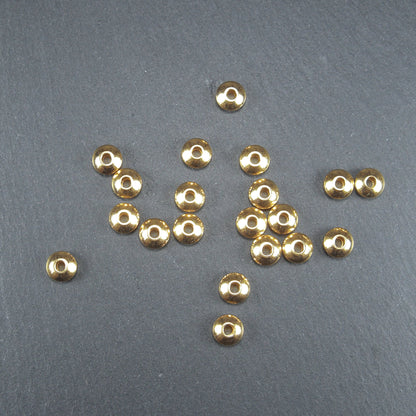 5 Spacer Perlen, Rondell, schlicht, Edelstahl goldfarben, 10630