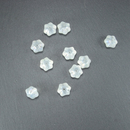 10 süße Glas Perlen 10 mm, geriffelt, Blume, Blüte, 10560