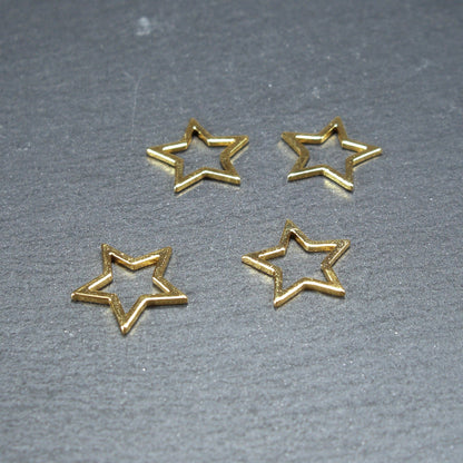 4 Stern Verbinder klein, Anhänger, Edelstahl, gold, 10656