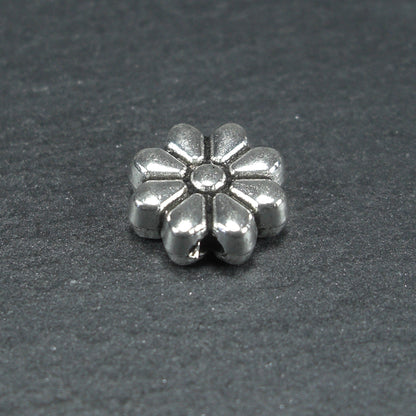 5 Blumen Perlen, Blüten, antik silberfarben, 10589