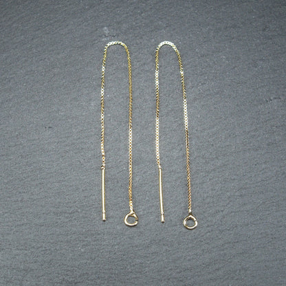1 Paar Durchziehohrringe, Fädelohrringe, 88 mm, Messing 24 Karat vergoldet, 10660