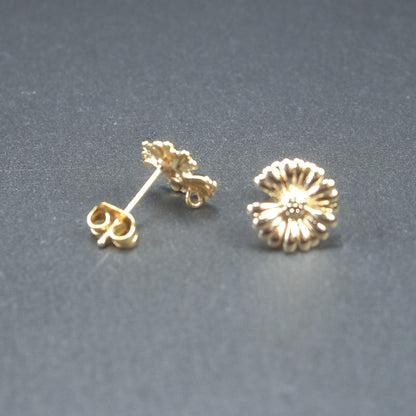 1 Paar Ohrstecker für Anhänger, Gänseblümchen, Messing, 24 K vergoldet, 10676
