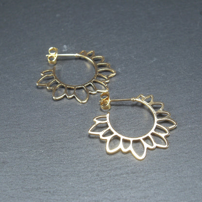 1 Paar Ohrstecker Blüte, Mandala, Messing, 24 K vergoldet, 10670