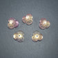 5 Glas Perlen/Spacer 12 x 3 mm, Blume, Blüte, rosa violett gold 10534