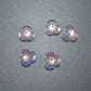 5 Glas Perlen/Spacer 12 x 3 mm, Blume, Blüte, lila pink gold, 10537