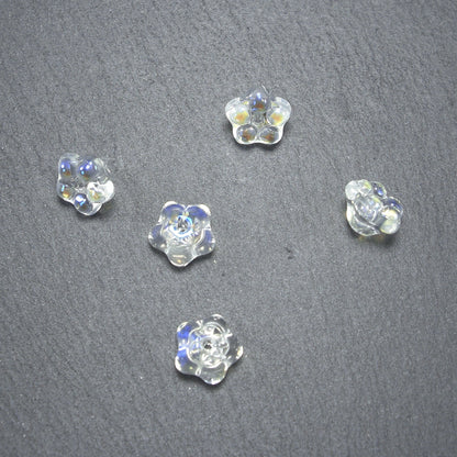 5 Glas Perlen 8 x 6 mm, Blume, Blüte, weiß perlmutt, 10545