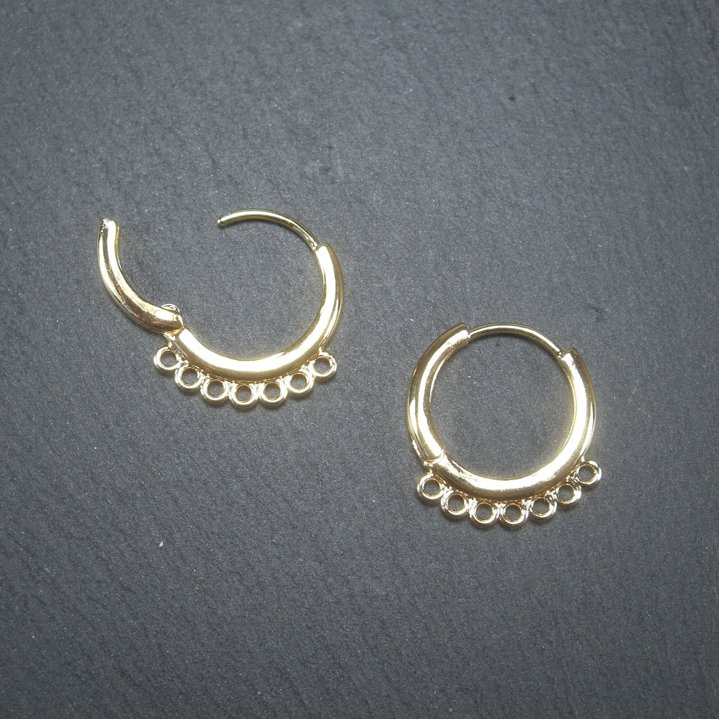 1 Paar Creolen, Huggies, Messing, 24 K vergoldet, Hoops, 10599
