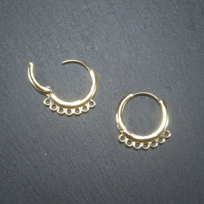 1 Paar Creolen, Huggies, Messing, 24 K vergoldet, Hoops, 10599