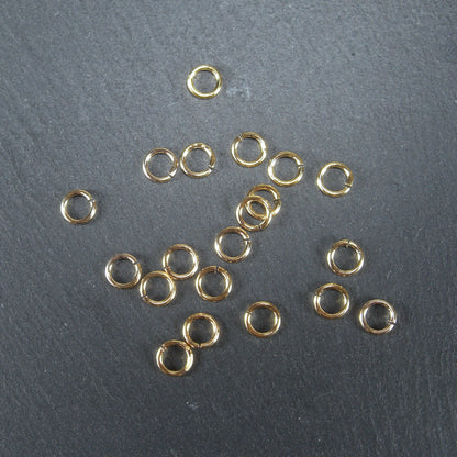 20 Binderinge 5 mm, Messing 24 K vergoldet, 10686