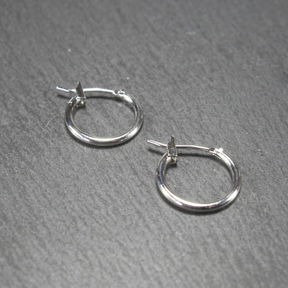 1 Paar Creolen, 14 mm, Klappcreolen, Messing platiniert, 10698