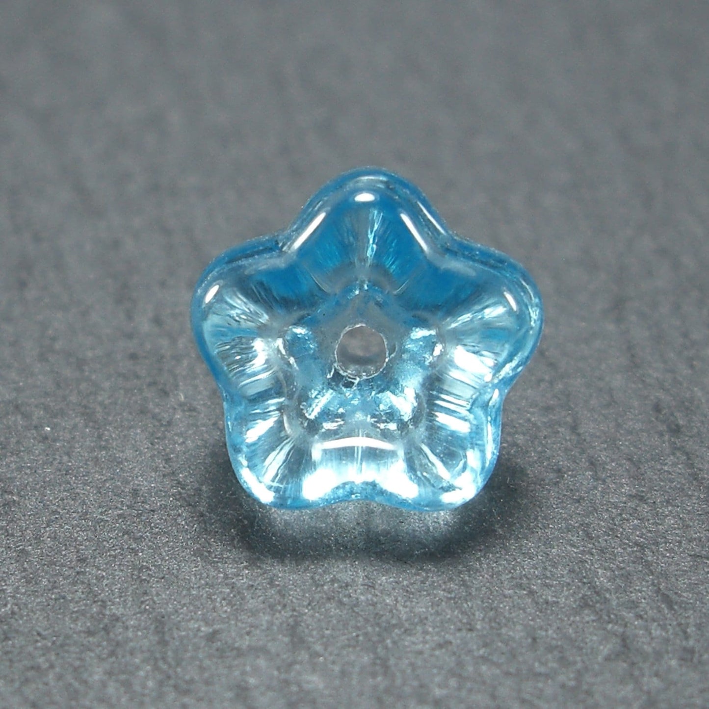 5 Glas Perlen 8 x 6 mm, Blume, Blüte, hellblau, 10541