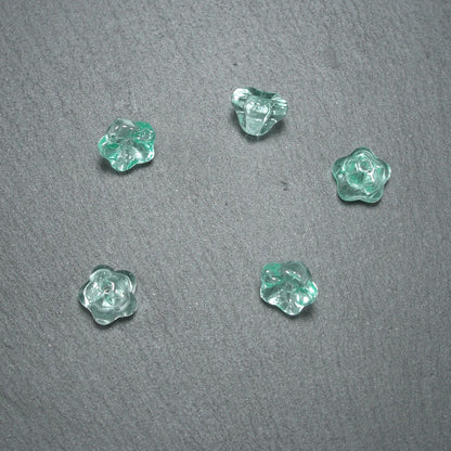 5 Glas Perlen 8 x 6 mm, Blume, Blüte, grün, 10543
