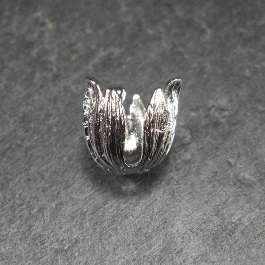 Perlenkappe/ Anhänger Tulpe, Messing, versilbert, Blüte, 10711