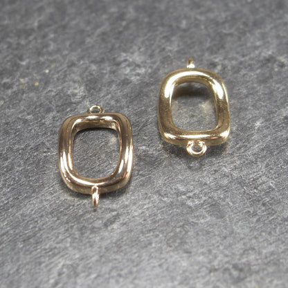 2 schlichte Verbinder Rechteck, Messing, 24 K vergoldet, 10716