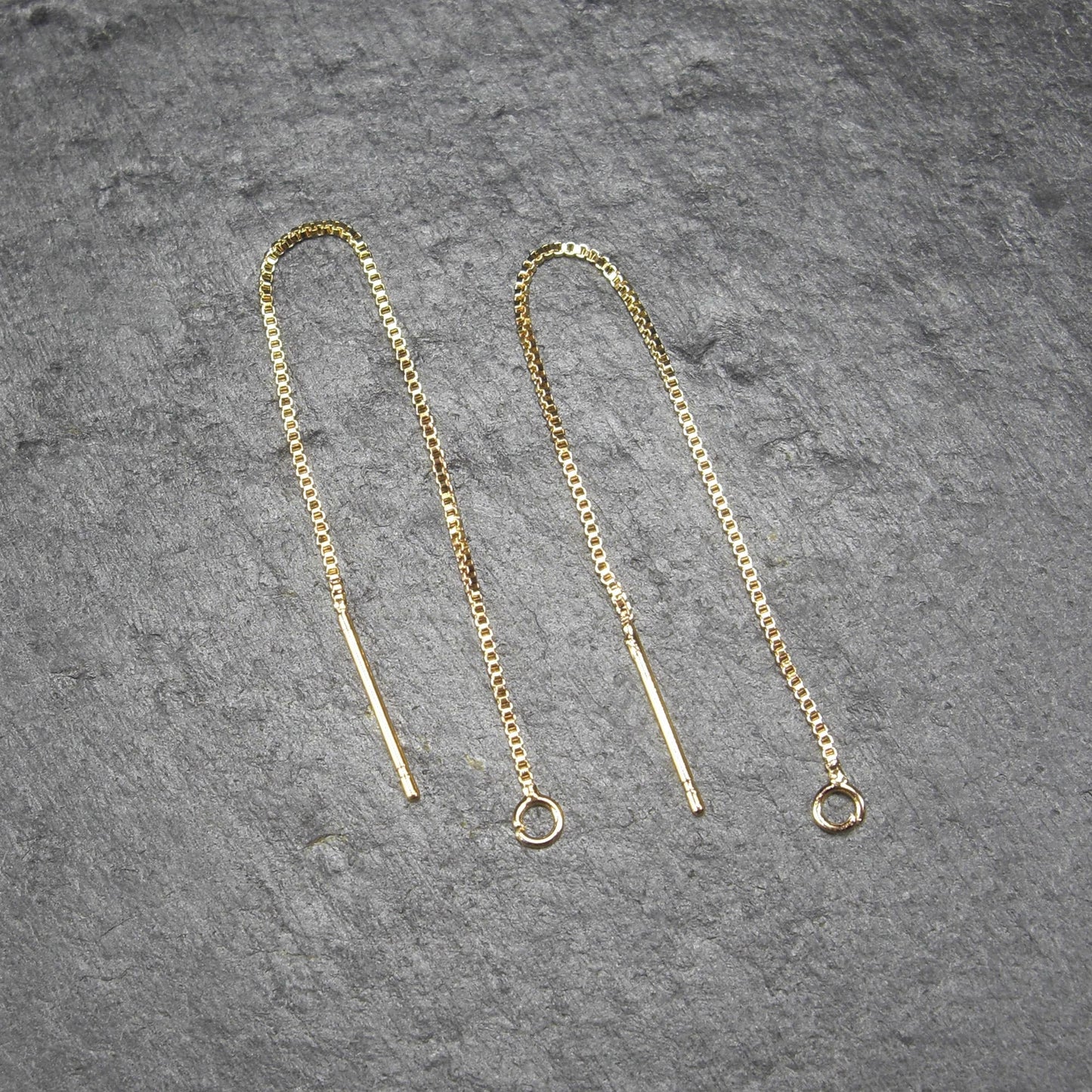 1 Paar Durchziehohrringe, Fädelohrringe, 83 mm, Messing 24 Karat vergoldet, 10697
