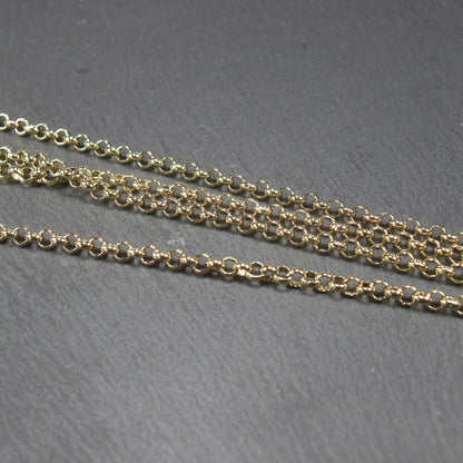 4 mm Edelstahlkette vergoldet, 1 Meter, Rolokette, 10627