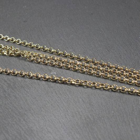 4 mm Edelstahlkette vergoldet, 1 Meter, Rolokette, 10627
