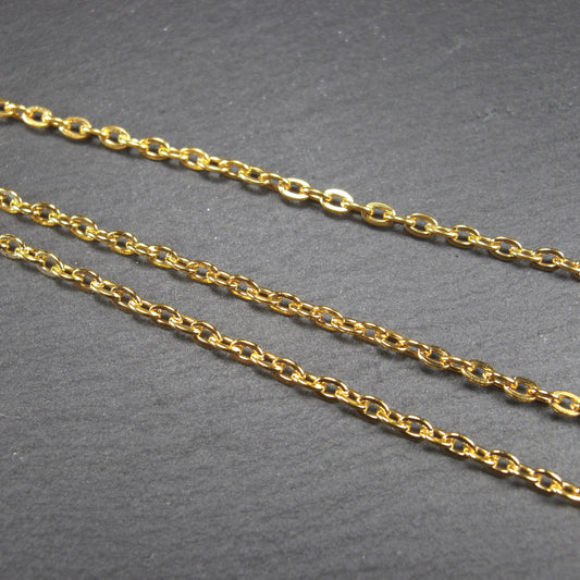 Feine Ankerkette 2 x 3 mm, Meterware, goldfarben, Eisen, 10738