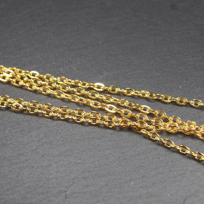 Feine Ankerkette 2 x 3 mm, Meterware, goldfarben, Eisen, 10738