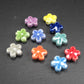 10 Keramik Blüten Perlen, 12 x 5 mm, bunt, Farbmix, 10739