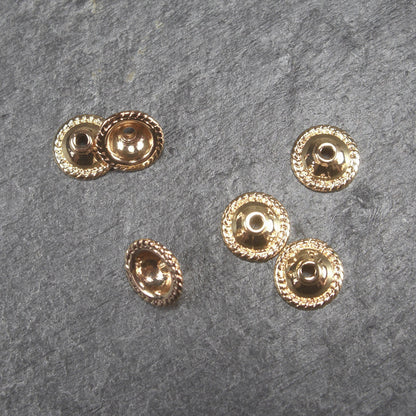 2 Perlenkappen, schlicht, Messing, 24 K vergoldet, 10705