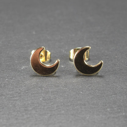 Ohrstecker Mond, Messing, 24 Karat vergoldet, 10754