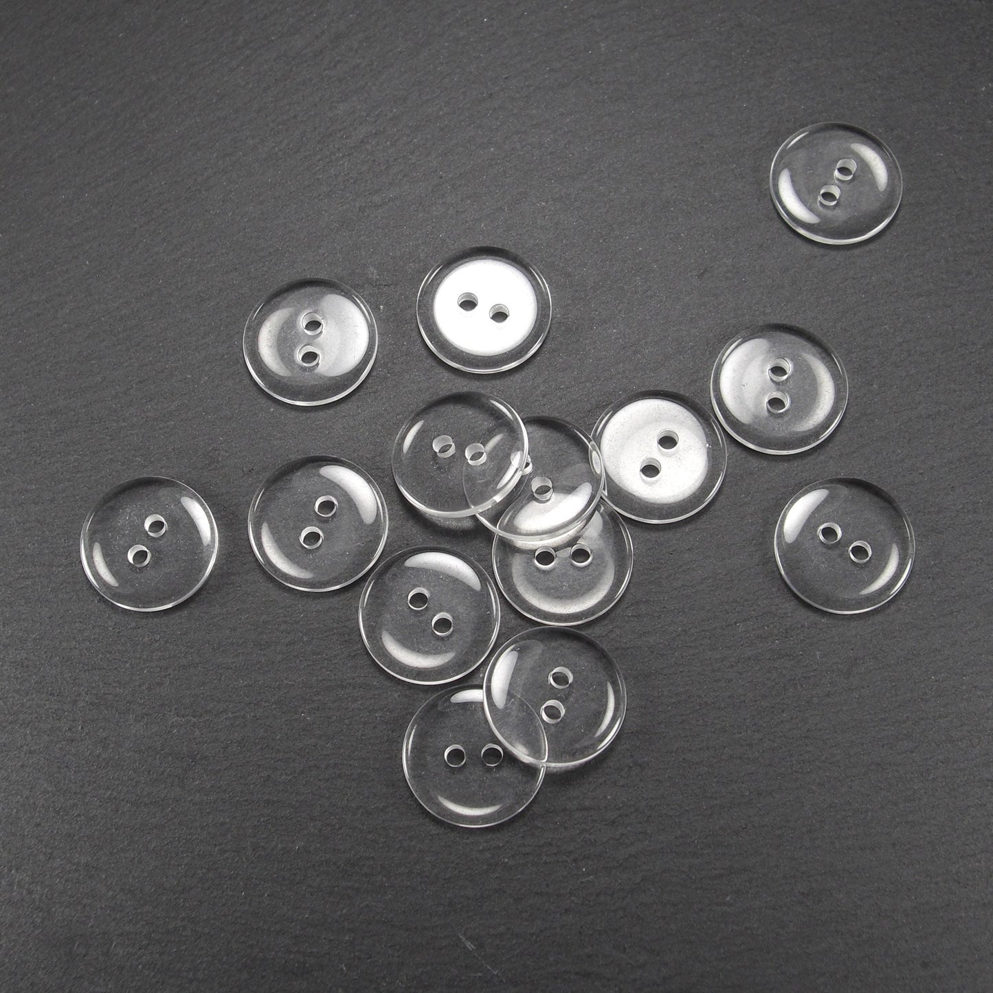 10 Knöpfe Resin, transparent, 15 mm, Glasknöpfe, 10761