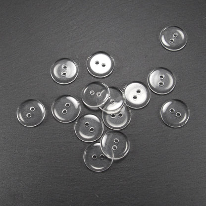 10 Knöpfe Resin, transparent, 15 mm, Glasknöpfe, 10761