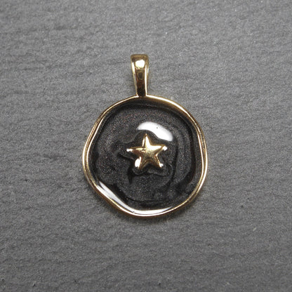 Anhänger Stern schwarz, 16 Karat vergoldet, emailliert, 10803