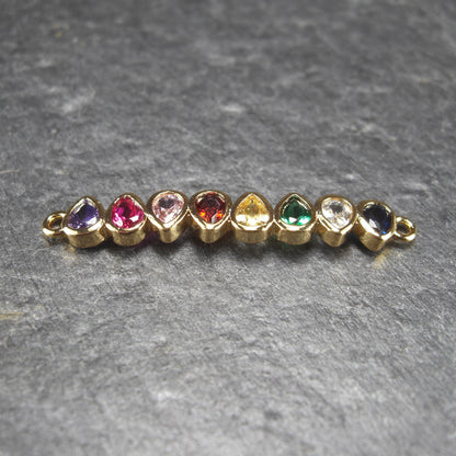 Verbinder mit bunten Zirkonia, 18 Karat vergoldet, 10806