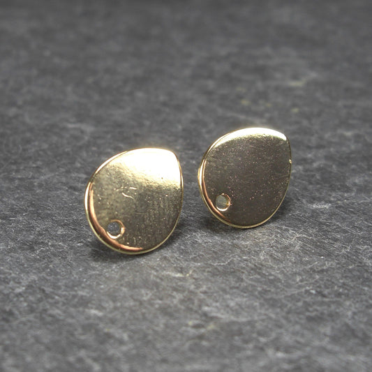 1 Paar Ohrstecker für Anhänger, tropfenförmig, Messing, 24 K vergoldet, 10839