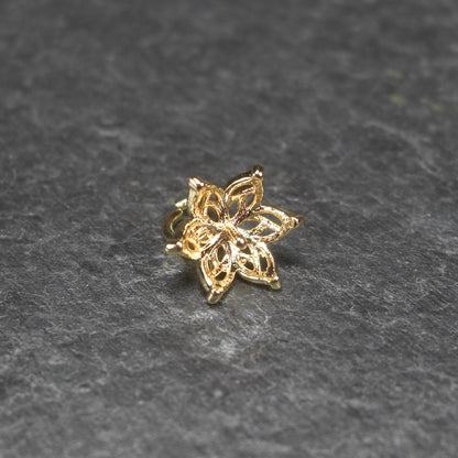 4 Anhänger Blüte mit Stift für Perle, Messing, 24 Karat vergoldet, 10846