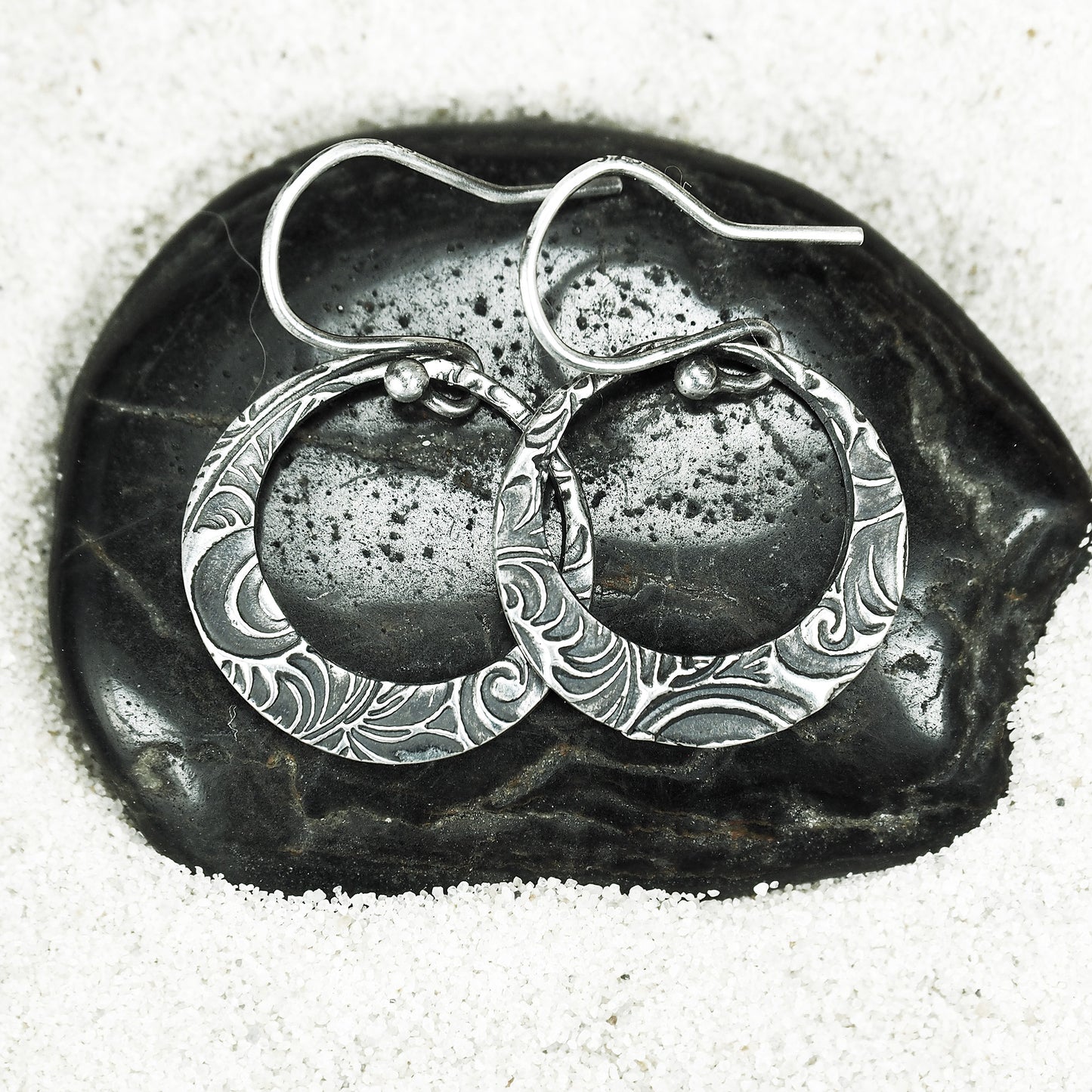 Ohrringe, Ohrhänger, floral, boho, recyceltes 925 Sterling Silber, 40114