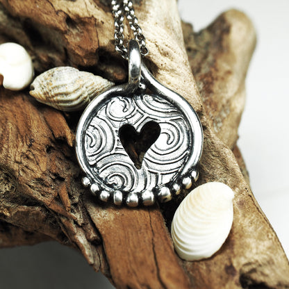Anhänger Herz, Boho, 925 Sterling Silber, 40008