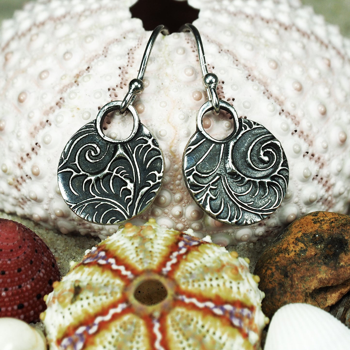 Ohrringe, Ohrhänger, floral, boho, recyceltes 925 Sterling Silber, 40118