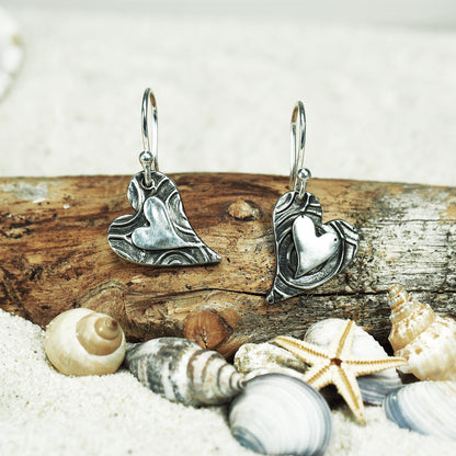 Ohrhänger Herz, Ohrringe, Herzen, Boho, 925 Sterling Silber, 40010