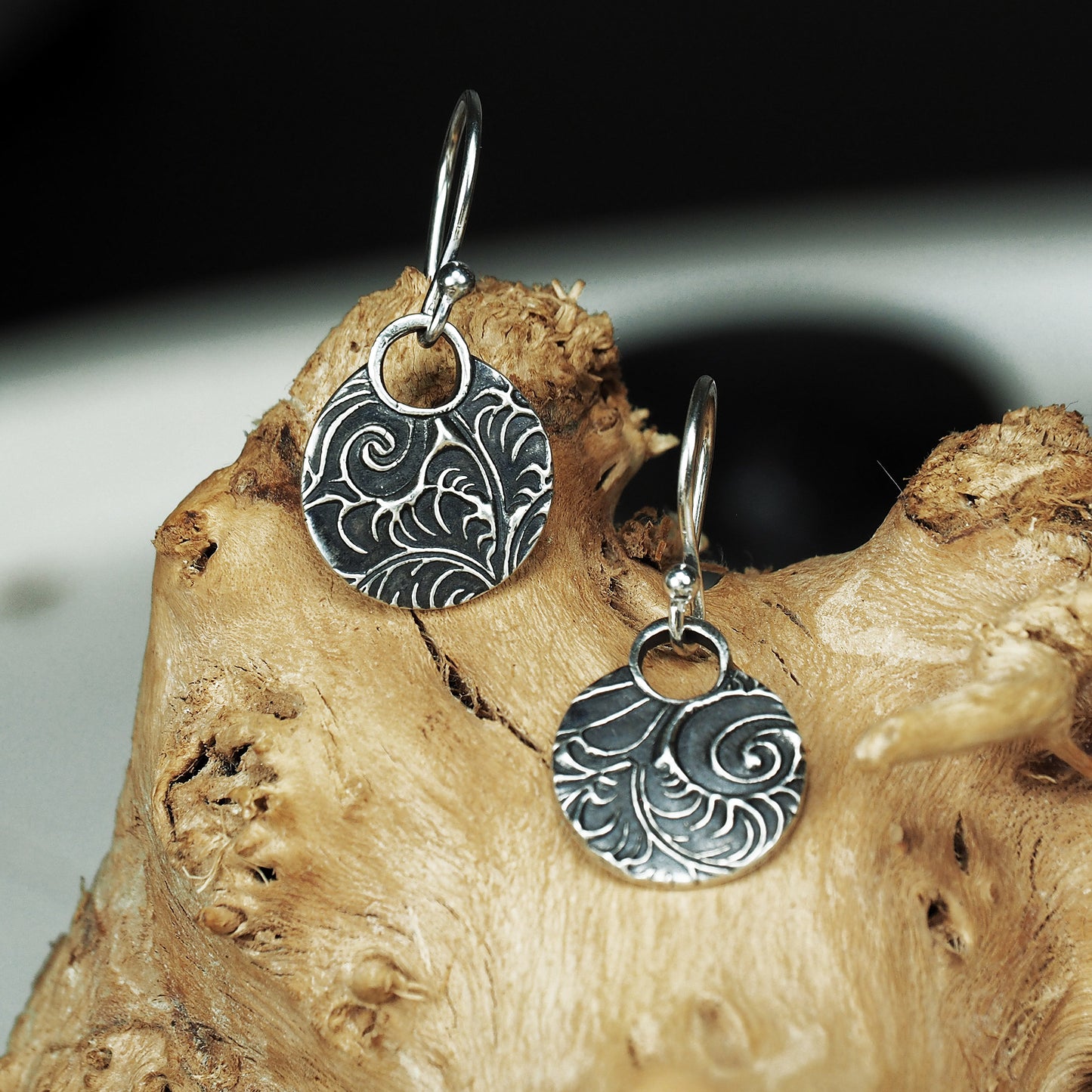 Ohrringe, Ohrhänger, floral, boho, recyceltes 925 Sterling Silber, 40118