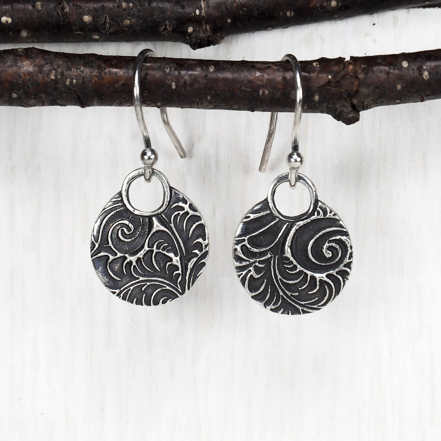 Ohrringe, Ohrhänger, floral, boho, recyceltes 925 Sterling Silber, 40118